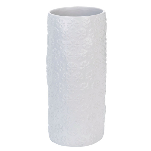 13" White Contemporary Sculpted Snowflake Christmas Vase - IMAGE 1