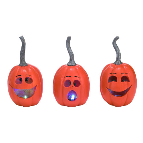 Set of 3 Lighted Jack-O-Lantern Halloween Tabletop Decors 10" - IMAGE 1