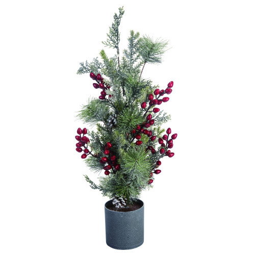 2' Potted Pinecone with Berries Artificial Christmas Tree - Unlit - IMAGE 1