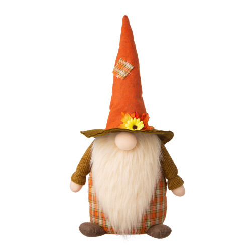 24" Orange and Brown Gnome Standing Tabletop Autumn Figurine - IMAGE 1