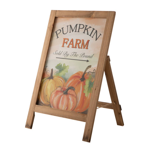 24" Brown and Orange 'Pumpkin Farm' Standing Thanksgiving Sign - IMAGE 1