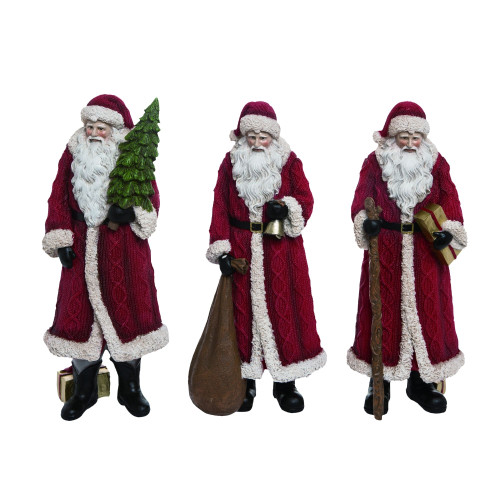 Set of 3 Sweater Santa Christmas Tabletop Figurines 12" - IMAGE 1