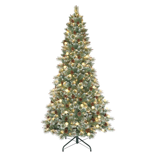 7.5' Pre-lit Medium Pine Artificial Christmas Tree – Warm White LED Lights - IMAGE 1