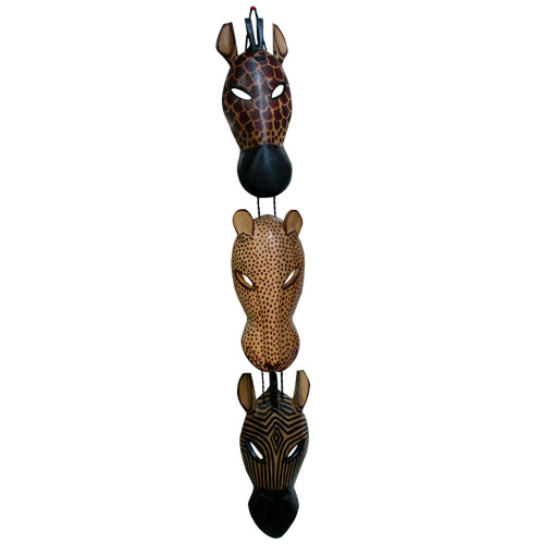Set of 3 Black and Brown Wildlife-Themed Animal Mask Wall Hanging Décor 7" - IMAGE 1