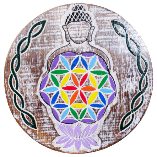 10" Vibrant Buddha Flower of Life Wall Decor - IMAGE 1