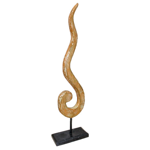 14" Hand-sculpted Orange Abstract Swirl Statue - IMAGE 1