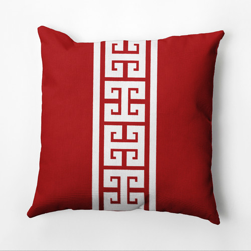 18" x 18" Red and White Greek Key Stripes Throw Pillow - IMAGE 1