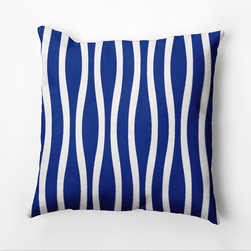Curvy Stripe Throw Pillow - 16" - Sapphire Blue and White - IMAGE 1