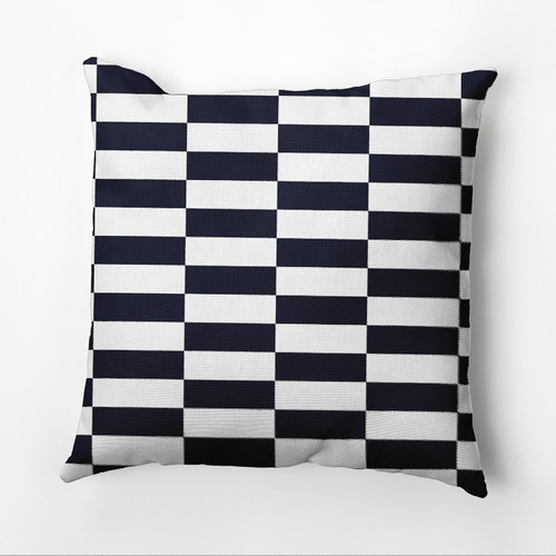 20" x 20" Blue and White Rectangle Check Throw Pillow - IMAGE 1