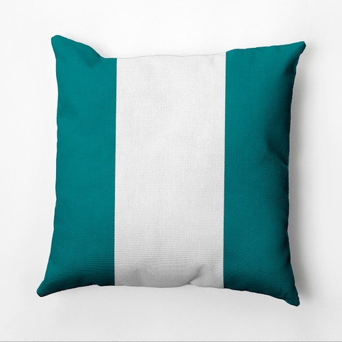 16" x 16" Blue and White Wide Stripe Square Throw Pillow - IMAGE 1