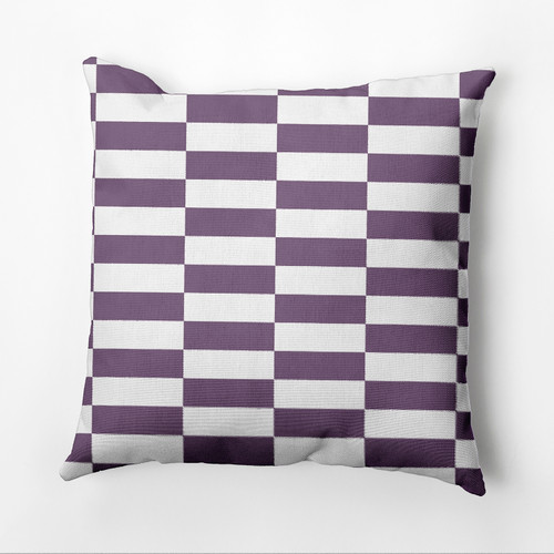 16" x 16" Purple and White Rectangle Check Throw Pillow - IMAGE 1