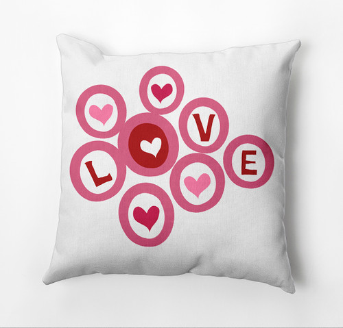 16" x 16" Pink and White Love in the Round Throw Pillow - IMAGE 1