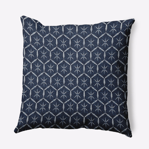 20" x 20" Blue and White Tufted Square Throw Pillow - IMAGE 1