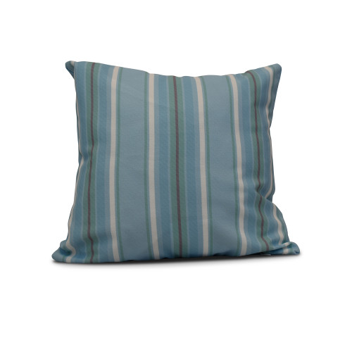 16" x 16" Blue and Green Multi Stripe Outdoor Throw Pillow - IMAGE 1
