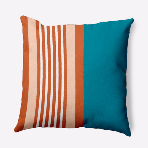 18" x 18" Blue and Orange Beach Shack Outdoor Throw Pillow - IMAGE 1