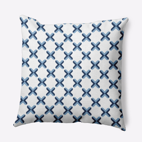 16" x 16" Blue and White Criss Cross Square Throw Pillow - IMAGE 1