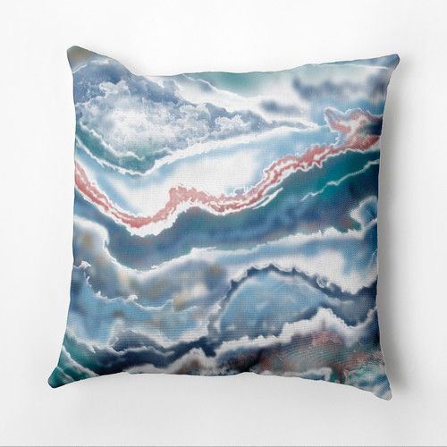 16" x 16" Blue and White Remolina Throw Pillow - IMAGE 1