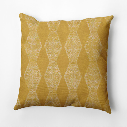 20" x 20" Yellow and White Pyramid Stripe Square Throw Pillow - IMAGE 1