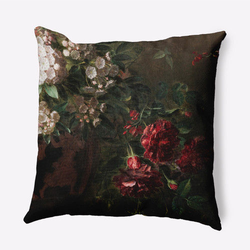 18" x 18" Green and Red Floral Fancy Throw Pillow - IMAGE 1