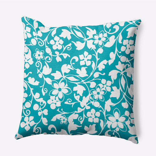 18" x 18" Green and White Evelyn Floral Throw Pillow - IMAGE 1