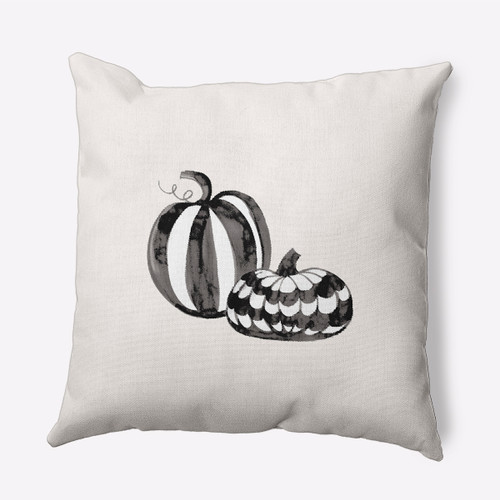20" x 20" Ivory and Black Pumpkin Duo Outdoor Throw Pillow - IMAGE 1