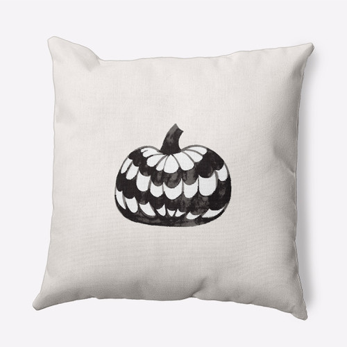 18" x 18" Ivory and Black Pumpkin Single Outdoor Throw Pillow - IMAGE 1