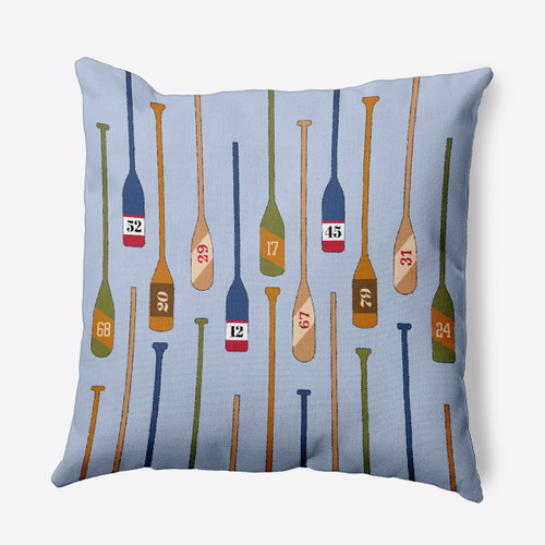 16" x 16" Blue and Brown Oar Numbers Throw Pillow - IMAGE 1
