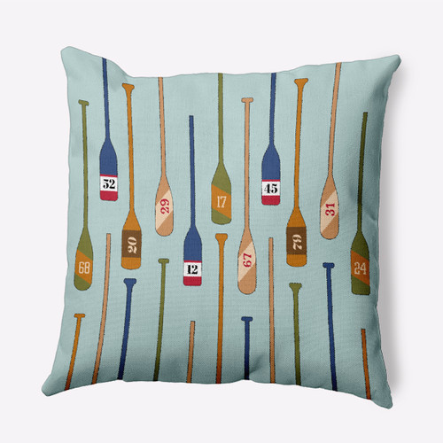16" x 16" Green and Brown Oar Numbers Throw Pillow - IMAGE 1