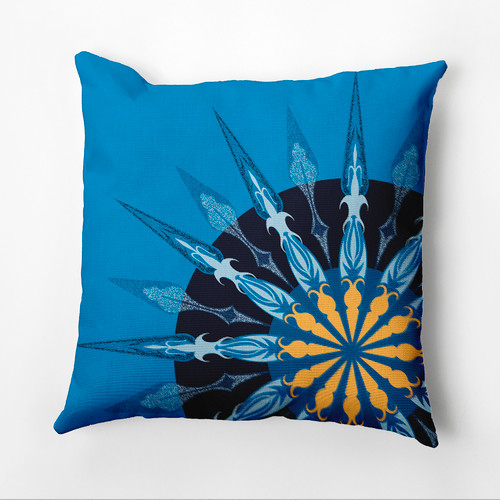 18" x 18" Blue and Yellow Sailor's Delight Outdoor Throw Pillow - IMAGE 1