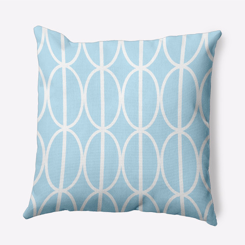 16" x 16" Blue and White Square Ovals Go Round Throw Pillow - IMAGE 1