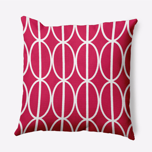 16" x 16" Pink and White Ovals Go 'Round Throw Pillow - IMAGE 1