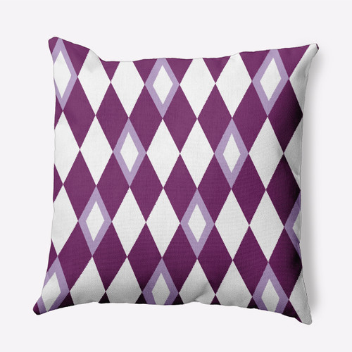 20" x 20" White and Purple Harlequin Diamond Print Throw Pillow - IMAGE 1