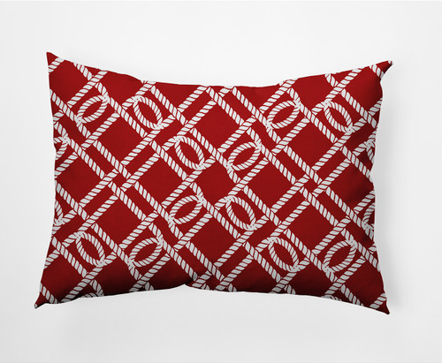 14" x 20" Red and White Know the Ropes Rectangular Outdoor Throw Pillow - IMAGE 1