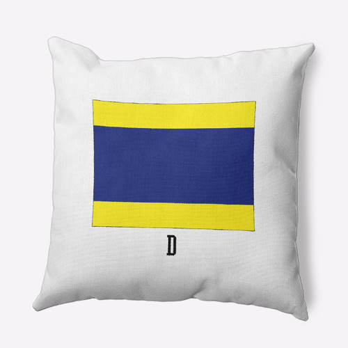 18" x 18" White and Blue Letter D Square Throw Pillow - IMAGE 1