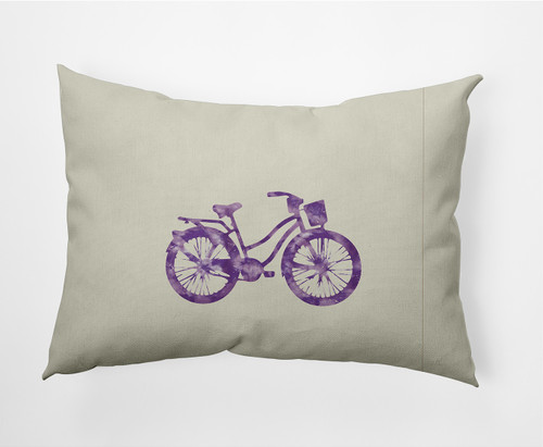 14" x 20" White and Purple Bicycle Rectangular Outdoor Throw Pillow - IMAGE 1
