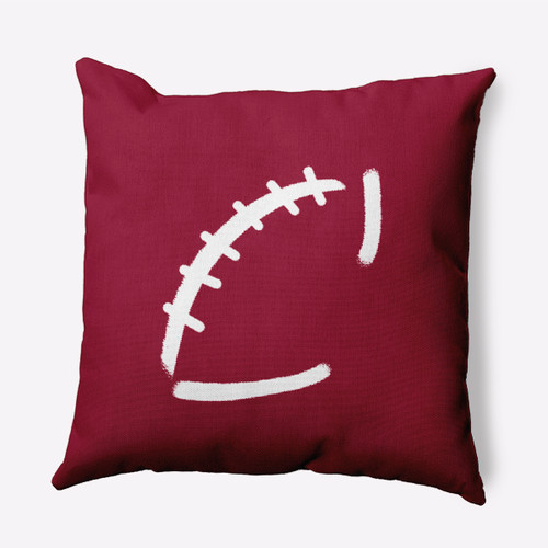 18" x 18" Red and White Square Football Outdoor Throw Pillow - IMAGE 1