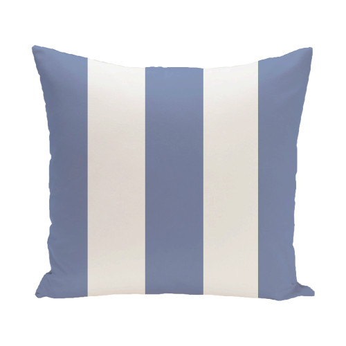 18" x 18" White and Blue Bold Stripe Outdoor Throw Pillow - IMAGE 1