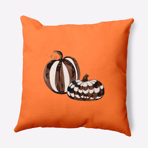 18" x 18" Orange and Black Pumpkin Duo Throw Pillow - IMAGE 1
