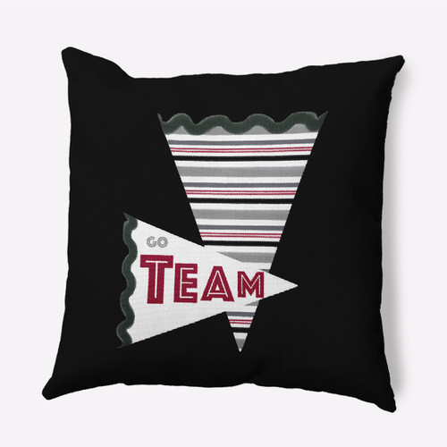 20" x 20" Black and White Go Team Square Throw Pillow - IMAGE 1