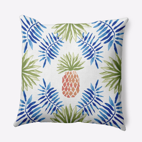 18" x 18" Blue and Green Pineapple and Spike Outdoor Throw Pillow - IMAGE 1