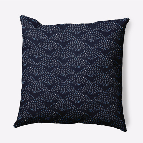 20" x 20" Blue and Gray Fan Dance Outdoor Throw Pillow - IMAGE 1