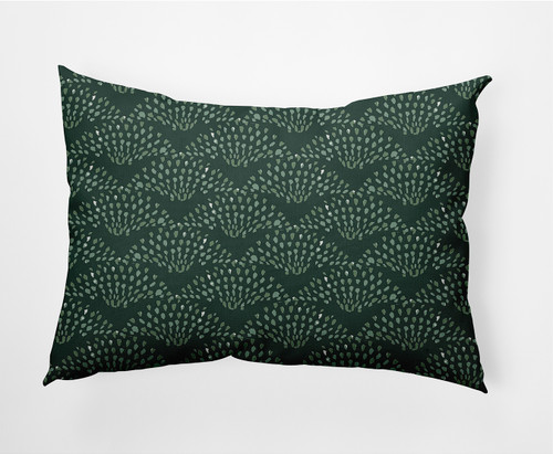 14" x 20" Green and Gray Fan Dance Rectangular Outdoor Throw Pillow - IMAGE 1