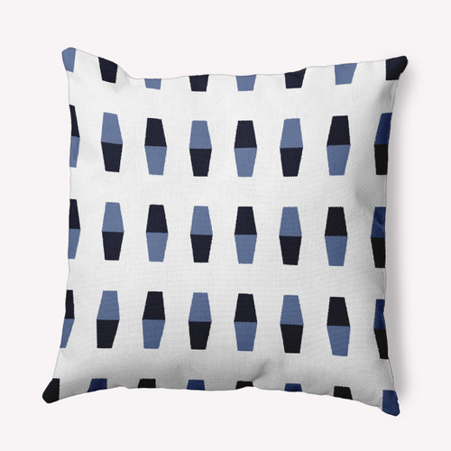 Geometric Outdoor Throw Pillow - 20" - Navy Blue and White - IMAGE 1