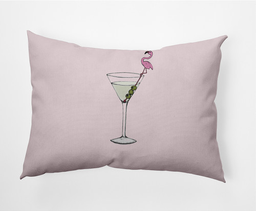 Martini Rectangular Outdoor Throw Pillow - 20" - Pink and Green - IMAGE 1