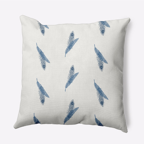 16" x 16" White and Blue Feather Stripe Outdoor Throw Pillow - IMAGE 1