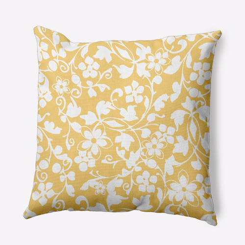 20" x 20" Yellow and White Evelyn Flower Outdoor Throw Pillow - IMAGE 1