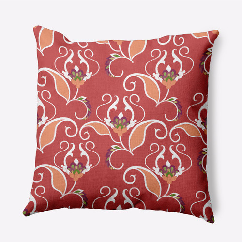 16" x 16" Orange and White Floral Outdoor Throw Pillow - IMAGE 1