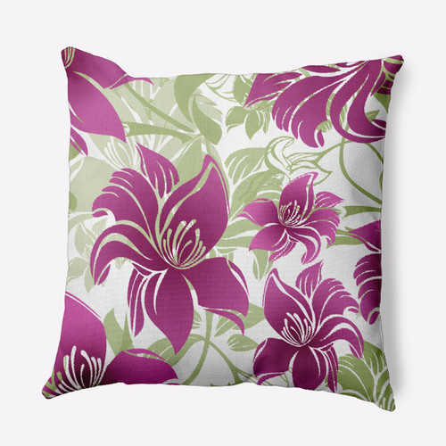 20" x 20" Purple and Green Square Tree Mallow Outdoor Throw Pillow - IMAGE 1