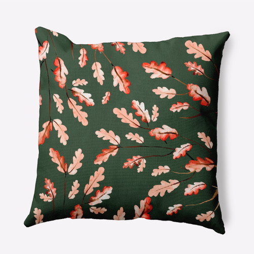 18" x 18" Green and Orange Wild Oak Leaves Outdoor Throw Pillow - IMAGE 1