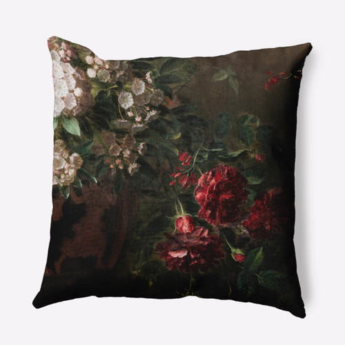 18" x 18" Brown and Red Square Floral Fancy Outdoor Throw Pillow - IMAGE 1